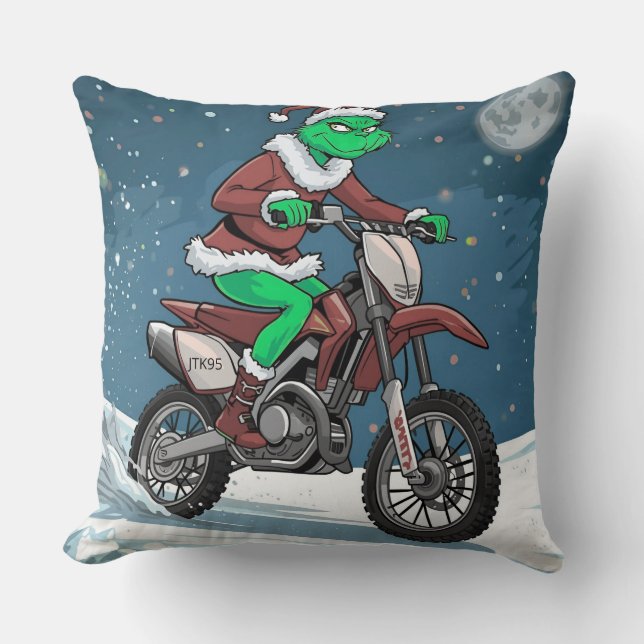 Almofada Villain Store – Grinch Gone Wild Dirt Bike Christm (Frente)