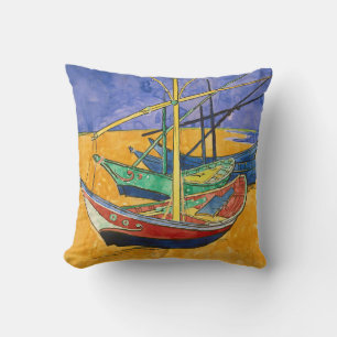 Almofada Vincent van Gogh - Barcos de Pesca na Praia