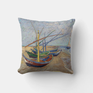 Almofada Vincent van Gogh - Barcos de Pesca na Praia