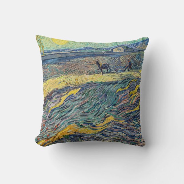 Almofada Vincent van Gogh - Campo com lavoura de agricultor (Frente)