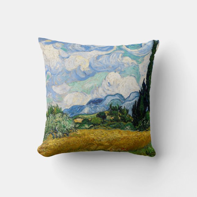 Almofada Vincent Van Gogh - Campo de Trigo com Ciprestes (Frente)