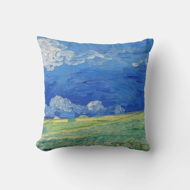 Almofada Vincent van Gogh - Campos de rodas sob as nuvens d (Frente)
