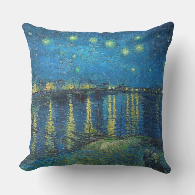 Almofada Vincent Van Gogh Noite Estrelada Sobre o Ródano (Frente)