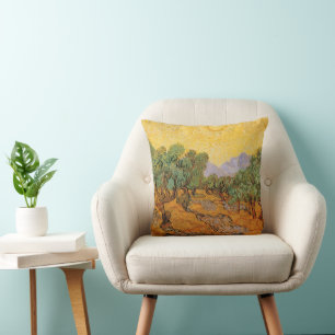 Almofada Vincent van Gogh - Oliveiras, céu amarelo e sol
