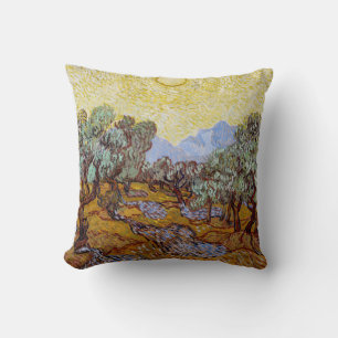 Almofada Vincent van Gogh - Oliveiras, céu amarelo e sol