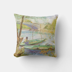 Almofada Vincent van Gogh Pescando na Primavera, Pont de Cl