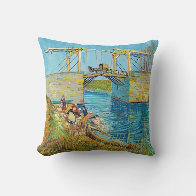 Almofada Vincent van Gogh - Ponte Langlois em Arles #1 (Frente)