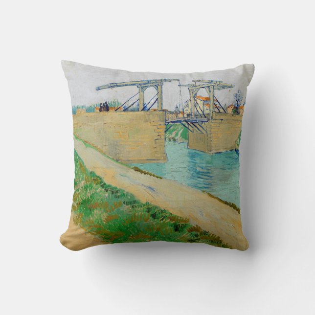 Almofada Vincent van Gogh - Ponte Langlois em Arles #2 (Frente)