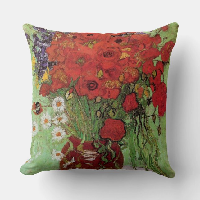 Almofada Vincent van Gogh-Red Poppies e Daisies (Frente)