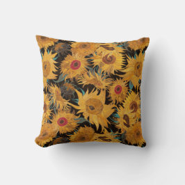 Almofada Vincent Van Gogh Sunflowers Black Yellow Teal