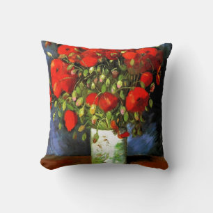 Almofada Vincent Van Gogh Vase Com Poppies Vermelhos Arte F