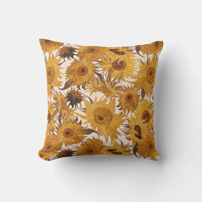 Almofada Vincenzo Van Gogh Girassóis Creme Amarelo Marrom (Frente)