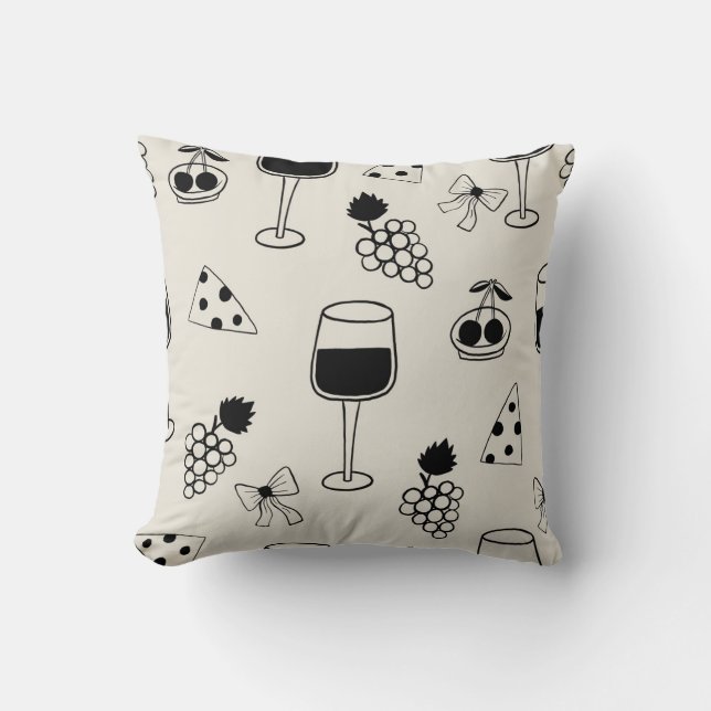 Almofada Vinho Elegante e Padrão de Queijo (Frente)