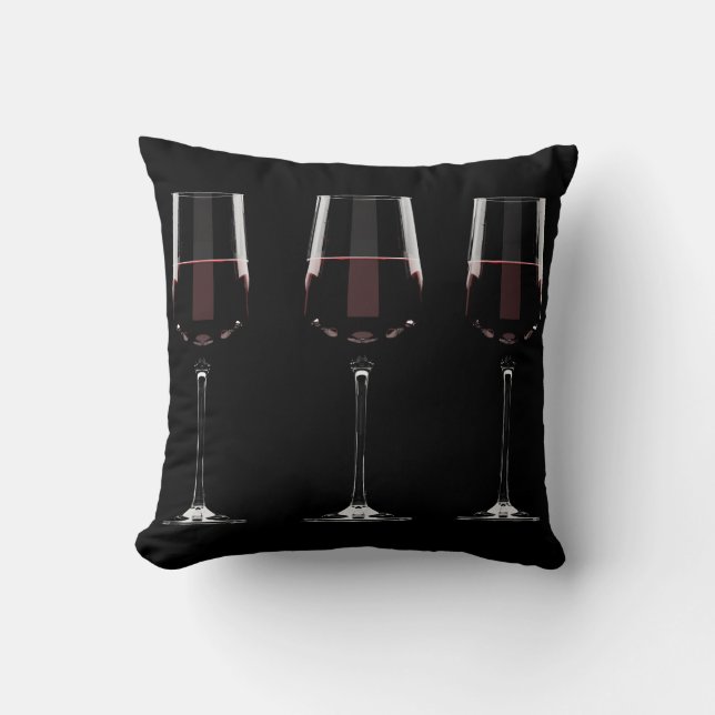 Almofada Vinhos com vinho tinto em preto (Frente)