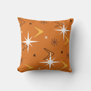 Almofada Vintage 1950s Boomerangs Stars Orange