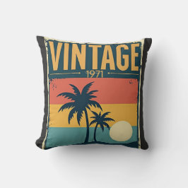 Almofada Vintage 1971 Tropical Sunset Palm Trees Retro