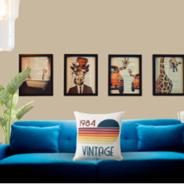 Almofada Vintage 1984 Retro Stripe Sun aniversário de 40 an