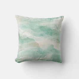 Almofada Vintage Abstrato Costal Shore Teal E Sand Beach