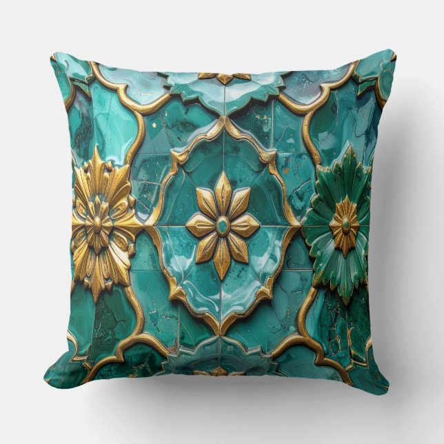 Almofada Vintage Algerian Turquoise Ceramic Art Pillows (Frente)