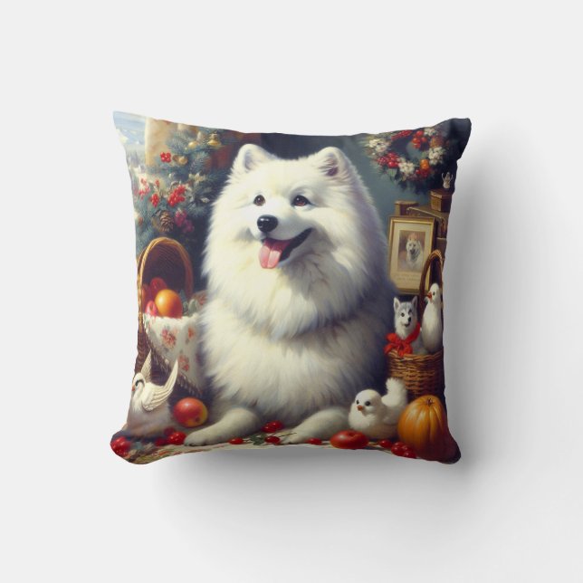 Almofada Vintage American Eskimo Painting (Frente)