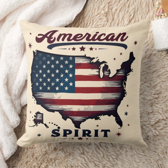 Almofada Vintage American Flag USA Map Distância Art (Cobertor)