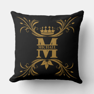 Almofada Vintage Art Deco Nome Monograma do Ouro