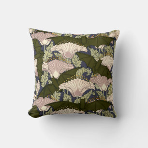 Almofada Vintage Art Nouveau Bats and Poppies Patterno