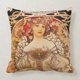 Almofada Vintage Art Nouveau Mucha Impressão