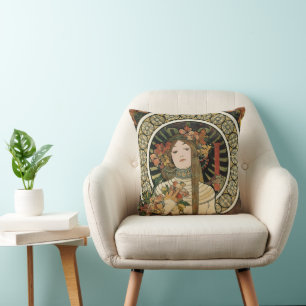 Almofada Vintage Art Nouveau Mucha Trappestine Poster