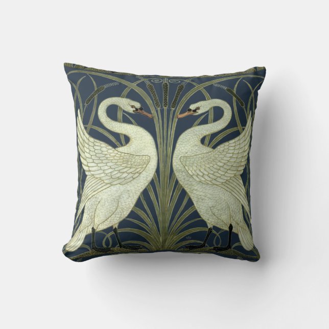 Almofada Vintage Art Nouveau Swans by Walter Crane (Frente)