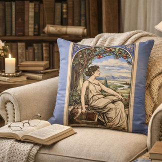 Almofada Vintage Art Nouveau Woman Reading Under Tree