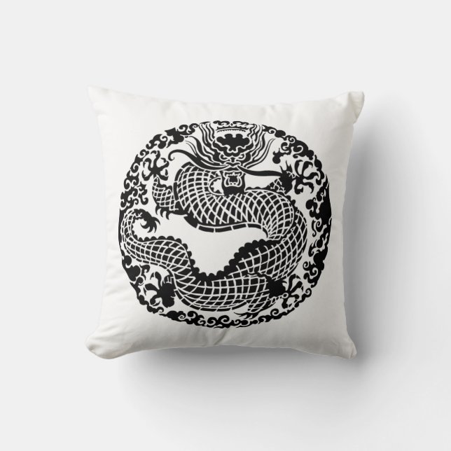 Almofada Vintage Asian Dragon travesseiro de decoração (Frente)