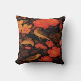 Almofada Vintage Autumn Birds Throw Pillow – Dark Floral El