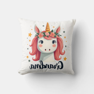 Almofada Vintage Avó Unicórnio Coroa Floral Fofo Mágico