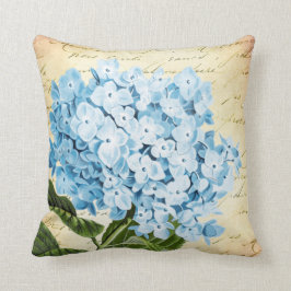 Almofada Vintage azul da flor do Hydrangea botânico