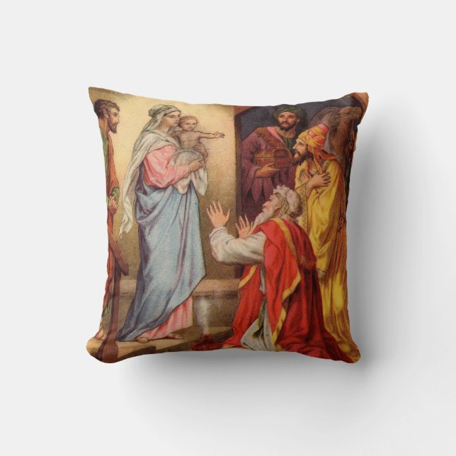 Almofada Vintage Baby Jesus e os 3 Reis (Frente)