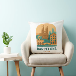 Almofada Vintage Barcelona Sagrada Familia Throw Pillow 