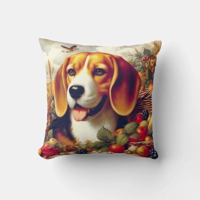 Almofada Vintage Beagle Puppy Painting (Frente)