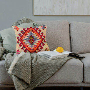 Almofada Vintage Beige Dourado Rust Orange Kilim Rug Turco