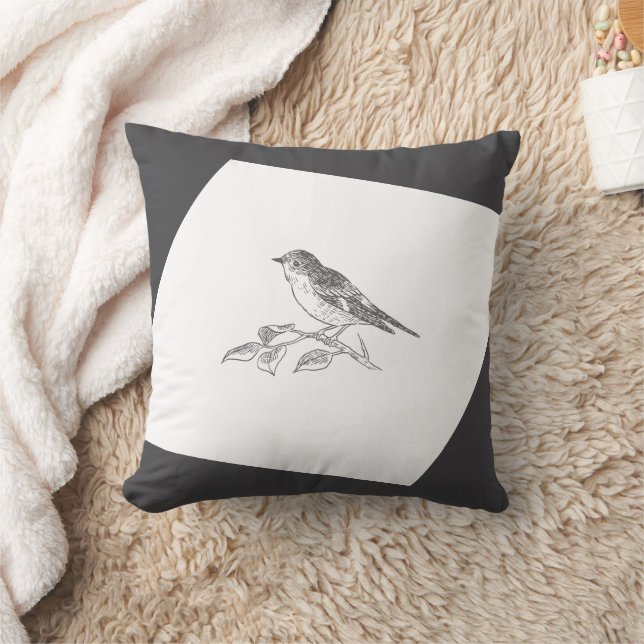 Almofada Vintage Bird Black E White (Cobertor)