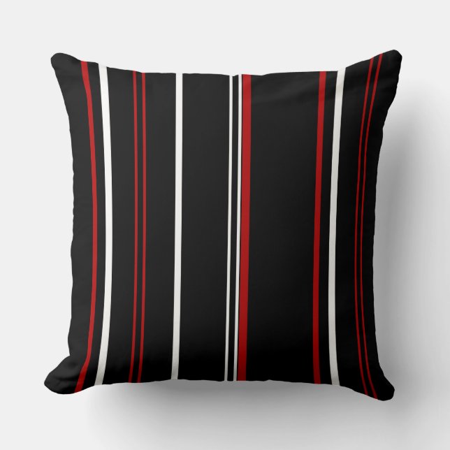 Almofada Vintage Black Red and White Stripes (Frente)