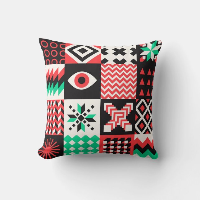 Almofada Vintage Block Shapes Abstrato Fundo. (Frente)