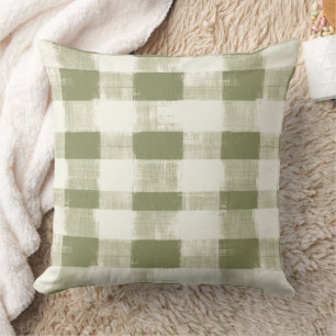 Almofada Vintage Bohemian Watercolor Xadrez em Moss Green