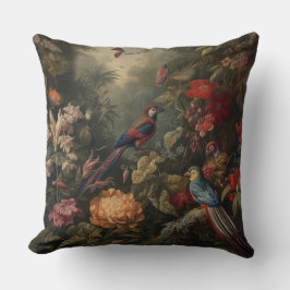 Almofada Vintage botânica bird flores no paraíso