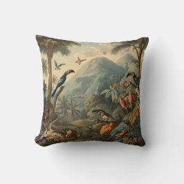 Almofada Vintage botânica de tucanos e flores