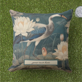 Almofada Vintage botanical blue crane personalizável