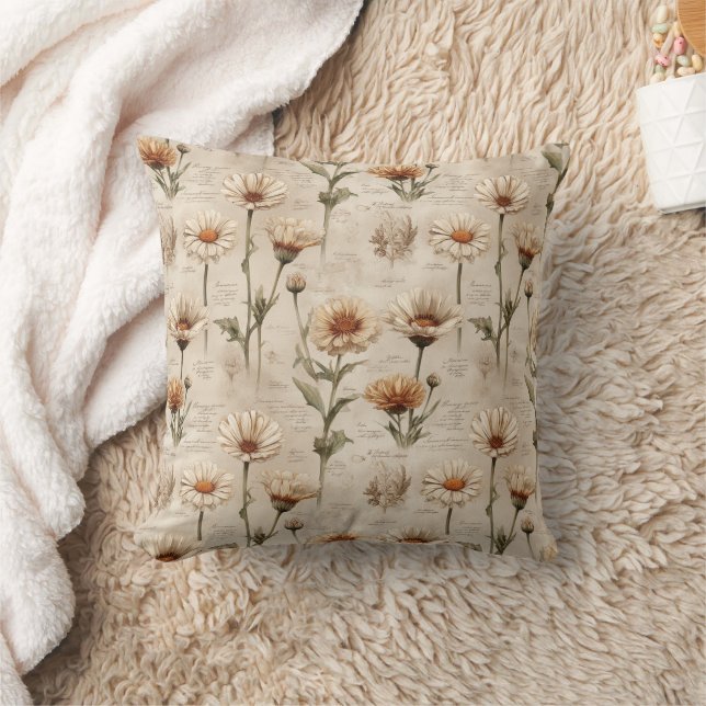 Almofada Vintage Botanical Floral Pattern (8) (Cobertor)