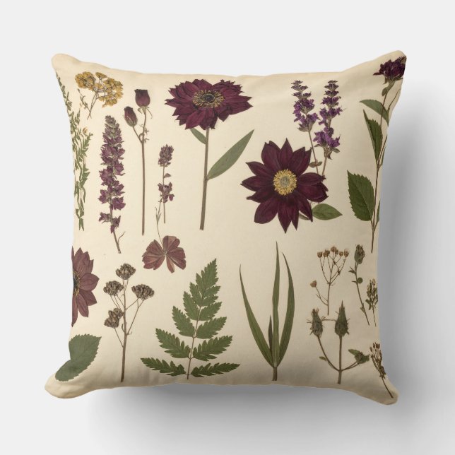 Almofada Vintage Botanical Gothic Library Cushion Pillow (Frente)