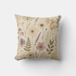 Almofada Vintage Botanical Herbarium Decorative Pillow