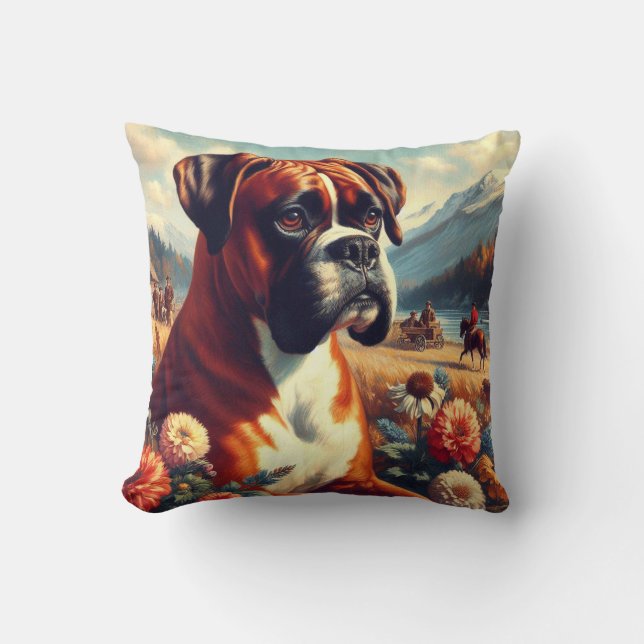 Almofada Vintage Boxer Dog Painting (Frente)